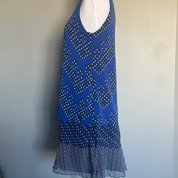 Diane Von Furstenberg Liza Geometric Cocktail Dress Layered Silk Crepe Ruffle - Picture 12 of 15